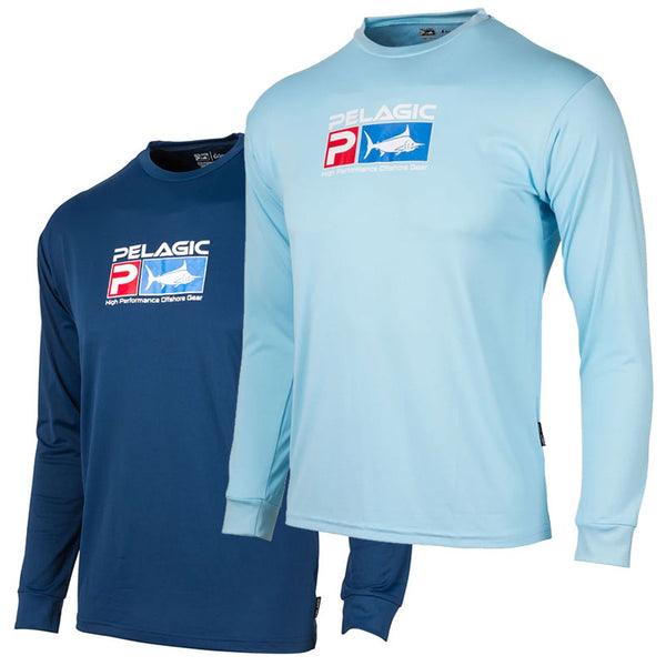 Pelagic Aquatek Performance Long Sleeve Shirt Light Blue 2X-Large, Pelagic  Shirts