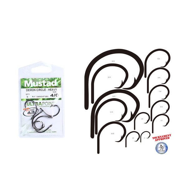 Mustad 39931NP-BN Ultra Point Size 14/0 Inline Demon Circle Hooks 2X Strong
